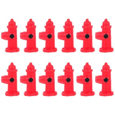 Yardwe Dollhouse Miniature Fire Hydrant, 12pcs Mini Resin Fire Hydrant Statue Dog Hydrant Models Fireman Birthday Cake Topper for Fairy Gardens Micro Landscape Decor