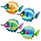 HHgrowe Metal fish art wall decor ocean beach swimming pool garden decoration indoor and outdoor home hanging decoration Sculpture Statue 4PC