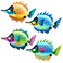 HHgrowe Metal fish art wall decor ocean beach swimming pool garden decoration indoor and outdoor home hanging decoration Sculpture Statue 4PC