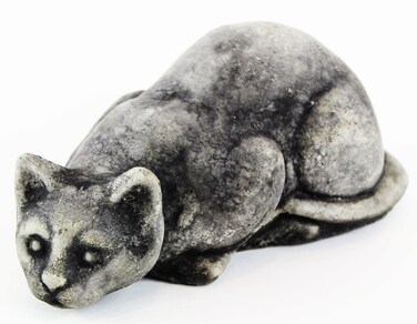 Fleur de Lis Garden Ornaments LLC Crouching Cat Cement Figurines Collection Concrete Animal Collectible Small Kitty