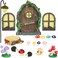 Jetec 21 Pieces Fairy Door and Window, Trees with 2 Window Light Yard Glow in Dark Sculpture Decoration for DIY Micro Landscape Ornament Kid Room, Wall and Tree Outdoor Miniature Garden Accessories