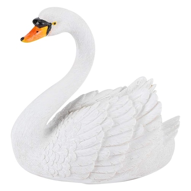 Leapiture White Swan Ornament Outdoor Swan Decoration Floating Simulation Swan Durable Garden Decor Porcelain Swan Figurine for Garden Courtyard