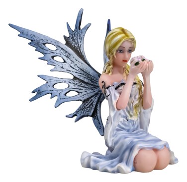 Ebros Winter Fairy with Frost Flake Wings Holding Spring Flowers Figurine Faery Garden Faerie Fantasy Frozen Wonderland Sculpture 4.5" H