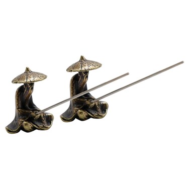 Hoypeyfiy 2 Pcs Fisherman Figurines, Mini Old Man Figurine, Ethnic Style Fish Tank Fisherman Statue Decoration Figure Garden Landscape Ornament