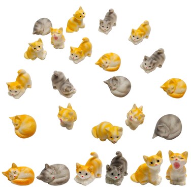 Exasinine 18 Pcs Miniature Cat Figurines Cute Mini Kittens Miniature Figurines Animals Model Fairy Garden Miniature Moss Landscape DIY Terrarium Crafts Ornament Accessories for Home
