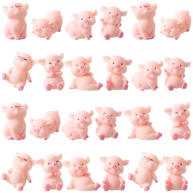 Sintuff 24 Pcs Mini Pig Figurines Cupcake Toppers Tiny Resin Pigs for Party Home Decorations Piggy Toy Statues Fairy Figurines for Garden Micro Landscape Terrarium Crafts Dollhouse Decorations