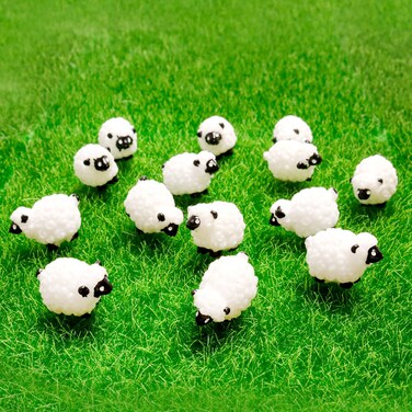 Bbiamsleep 40 Pcs Miniature Sheep Figurines Mini White Sheep Figurines Resin Sheep Cake Topper Mini Sheep for Fairy Garden Micro Landscape Decor Cake Topper