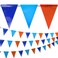 【102FT】Heavy-Duty Outdoor Navy Blue wiht Fluorescent Orange backstroke flags   Pennant Banner Flag   OSHA 500lb Rated   Strand Fade Resistant