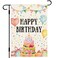 DLZDN Happy Birthday Garden Flag 12&times;18 Inch Double Sided Vertical Burlap Birthday Cake Banner Yard Flag Outdoor Decor