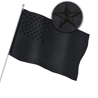 All Black American Flag 3x5 Ft All Black US Flag, Embroidered Stars, Sewn Stripes, Brass Grommets Nylon Black Flag, Heavy Duty USA Flags for Outdoor, Durable &amp; Fade Resistant US Banner