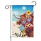 Welcome Summer Highland Cow Garden Flag12x18 Inch Double Sided Burlap, Ice Cream Sea Beach Garden Flags, Seasonal Spring Floral Cow Yard Banner for Holiday Yard Outdoor Decoration(ONLY FLAG)