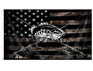 Yicmirtu Country American Fishing Flag 3x5FT Double-Side Cool Funny Bass Fish Hunting Flag Banner For College Dorm Bedroom Indoor Outdoor (3x5FT)