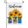 Summer Sunflower Garden Flag American Mason Jars Welcome Yard Flags 4th of July Decorations 12&times;18 Inch Double Sided Patriotic Garden Decor Banner Independence Day Memorial Day Outdoor Decoration