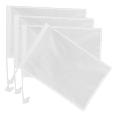 DECHOUS 4Pcs Blank White Car Flags, Blank Car Window Flags for Sublimation, 18x17 Inch DIY Blank Flags Sublimation Car Flags with Pole Car Shaking Flags for Sublimation Outdoor Garden Festival