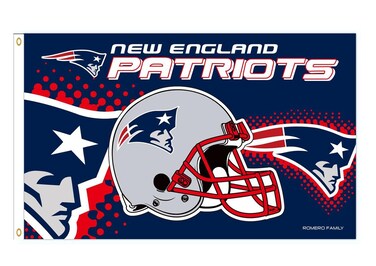 YERCHIC Patriots Flag 3x5ft Helmet Banner for Sports Fan Garage Indoor Outdoor Room Man Cave Wall Decoration