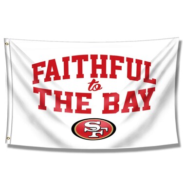 JCLOCK 49ers Faithful To The Bay Flag 3x5ft San Francisco Outdoor Indoor Banner with Grommetsr for Garage Man Cave Wall Decoration Sports Fan Flag
