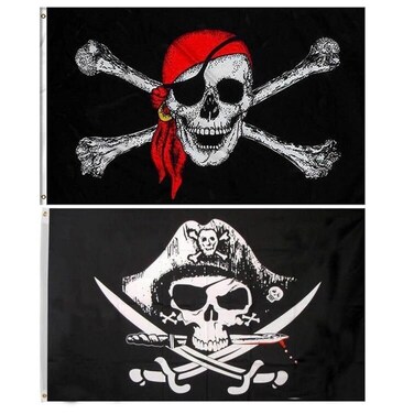 BRZIKWT Cross Knife Flag and Jolly Roger (Red Scarf) Flag 2 Pack Pirate Flags 3x5 FT for Layout Indoor Outdoor&hellip;