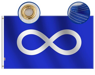 rhungift Blue Metis Nation Flag 3x5 Ft Large, 100D Satin Fabric for Moderate-Outdoor&amp;Indoor, 36x60inch Infinity Symbol Blue M&Eacute;TIS Banner House Decoration Banner Yard Gift Double Sided