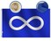 rhungift Blue Metis Nation Flag 3x5 Ft Large, 100D Satin Fabric for Moderate-Outdoor&amp;Indoor, 36x60inch Infinity Symbol Blue M&Eacute;TIS Banner House Decoration Banner Yard Gift Double Sided