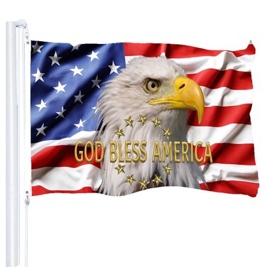 American Flags for Outside 3x5 Outdoor USA Patriotic 3 Ply Flag God Bless America US Flags, 4th of July Memorial Independence Day Double Stitched Freedom Eagle Flag with Brass Grommets for Patio