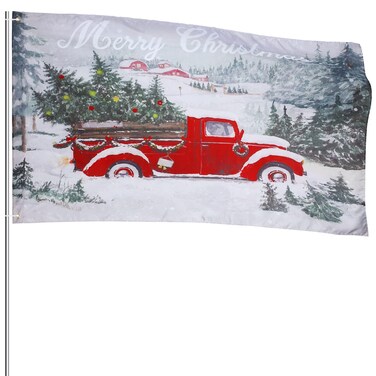 Tudomro Merry Christmas Garden Flag 3 x 5 ft Red Truck Double Sided Christmas Flag Xmas House Yard Flag Farmhouse Rustic Winter Pickup Seasonal Flag with Grommets for Outdoor Home Wall Holiday Decor