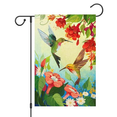 Louise Maelys Welcome Spring Garden Flag 12x18 Double Sided Vertical, Burlap Small Bird Floral Yard House Outside Outdoor House Seasonal Summer Sign Decoration