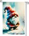 Whimsical Welcome Gnome Burlap Garden Flag - Colorful Watercolor Design, Double-Sided, Durable Outdoor Flag, Ideal for Winter and Holiday Seasons, Yards, Gardens, Patios, 12 x 18 Inch [GF-05]
