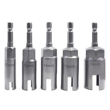 Teocpai 5PCS Deep Power Wing Nut Driver Set 10/12/14/16/18mm, 1/4'' Hex Shank Wing Nut Drill Bit Sockets, Slot Wing Nut Drill Bit Socket Wrenches Tool for Panel Nuts Screws Bolt