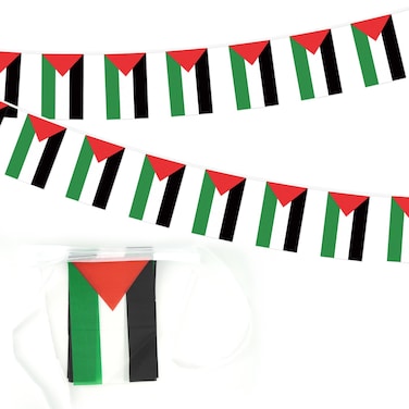 Palestine String Flag - International palestinian Bunting Pennant Banner - Home and Holiday - 26 Feet 25 Flags