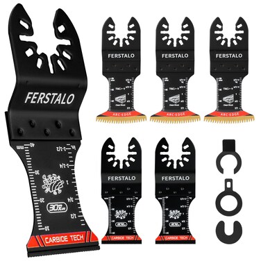 FERSTALO Carbide &amp; Titanium Multitool Blades, General Purpose Oscillating Tool Saw Blades Quick Release for Metal, Nails, Wood, Plaster, Drywall and PVC, 9-Pack