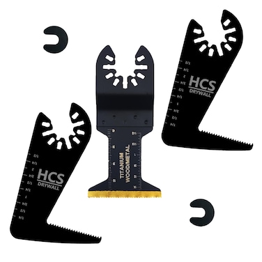 KUKNOS 3-Piece Drywall Multi Tool Blades Kit Titanium Oscillating Saw Blade Drywall Cutting Multitool Blades Fit Dewalt Bosch Worx Milwaukee Makita Wen Ryobi etc