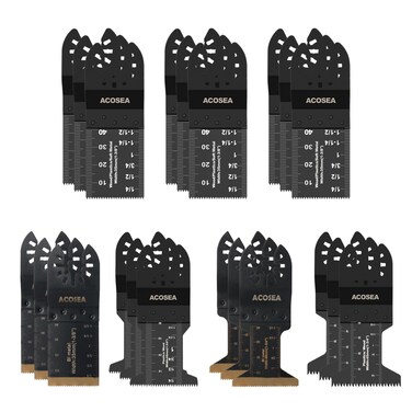 ACOSEA Oscillating Saw Blades,21PCS Multi Tool Universal Titanium Saw Blades for Wood Plastics Metal, Quick Release Multitool Blades Kits Fit Dewalt Milwaukee Craftsman Ryobi Rockwell Fein
