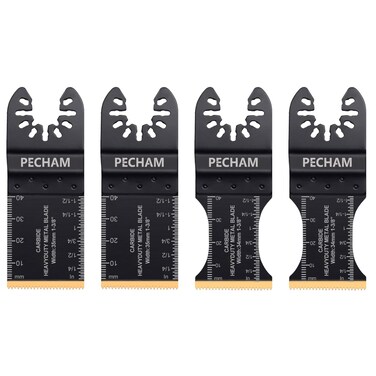 PECHAM 4PCS Oscillating Multi Tool Saw Blades, Carbide Multitool Blades Heary Duty for Hard Material, Metal, Nails. Bolts. Screws (4)