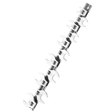 NINEFOX 3/8" Crows Foot Wrench Set, 11 Pcs Metric Crowfoot Wrench Set with Clip-on Organizer, 10-22mm Crows Feet Wrench Set for Mechanics, Access Fasteners in Tight Spaces