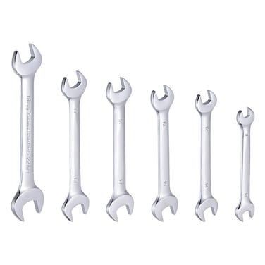 uxcell Double Open-End Wrench Set, 8-22mm Metric CR-V Steel with Rolling Pouch, 6-Piece