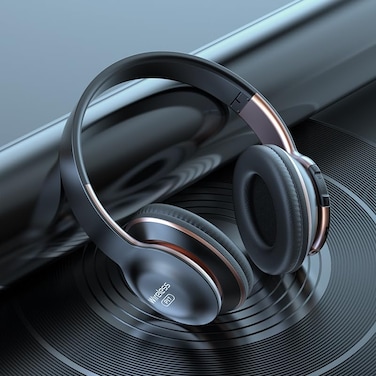 Bluetooth Headset Wireless Call Headset Over The Ear Noise Cancelling Deep Base with Microphone Headset Foldable Comfort Low Latency Wireless Headphones for Home Office Computer -Obsidian Black