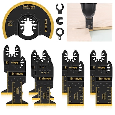 Titanium Oscillating Multitool Blade - 10 PC Oscillating Tool Saw Blades for Metal Nails Wood Plastic Hard Material Cutting - Quick Release Oscillating Tool Blades Fit Dewalt Milwaukee Makita Bosch