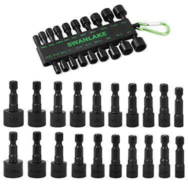 SWANLAKE 20PCS Power Nut Driver Set for Impact Drill, 1/4&rdquo; Hex Head Drill Bit Set SAE and Metric