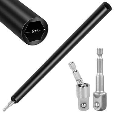 Haiabei 9/16"(12 Inch) Power Nut Driver Nut Runner Hollow Socket with 360&deg; Rotatable 1/4" Hex Shank Fit Long Bolts and Ductwork Power Nut Driver for Overhead Fastening Applications Operations(12mm)