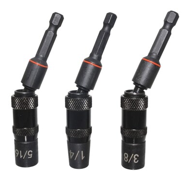 Saipe 3pcs Magnetic Pivoting Nut Driver Set Hex Shank Quick Change Power Nut Driver Drill Bit Impact Driver Socket Set Nut Setter 1/4, 5/16, 3/8-Inch