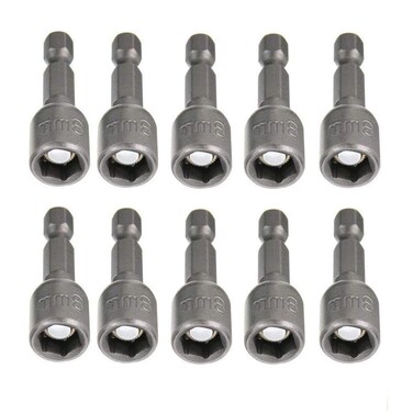Power Nuts Driver Drill Bit, 5/16'' Nut Driver Bit Sets, 10 PCS Hex Magnetic Power Impact Nut Setter Socket Driver Drill Bit Set 1/4 inch Hex for Power Tools