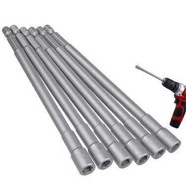 Bestgle 6Pcs Magnetic Power Impact Nut Driver Set,150mm 1/4 Inch Hex Shank Professional Grade Socket Nut Setters for Electric Hand Drill/Lithium Drill/Pneumatic Screwdriver/Impact Driver