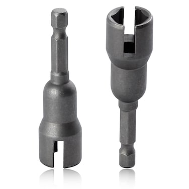 SPEEDWOX 2PCS Power Wing Nut Driver Set Slot Wing Nuts Drill Bit Socket Wrenches Tools Set Slotted Sleeve Wrench Slot Wing Nut Drill Bit 1/4" Hex Shank for Panel Nuts Screws Eye C Hook Bolt Q-Hanger