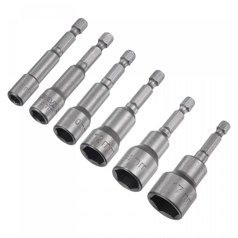 uxcell Quick-Change Nut Driver Bit Set, 1/4&quot; Hex Shank 6mm 8mm 10mm 12mm 14mm 17mm Magnetic Nut Setter Drill Bits, 2.5&quot; Length, CR-V