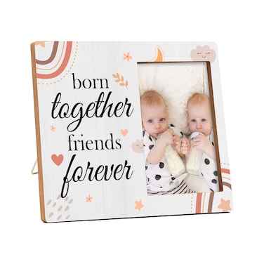 valucise Twins Baby Pictures Frame, Born Together Friend Forever Photo Frame, Twins Gifts for Babies, New Baby Gifts For New Mom Dad, Home Living Room Bedroom Decoration -b04