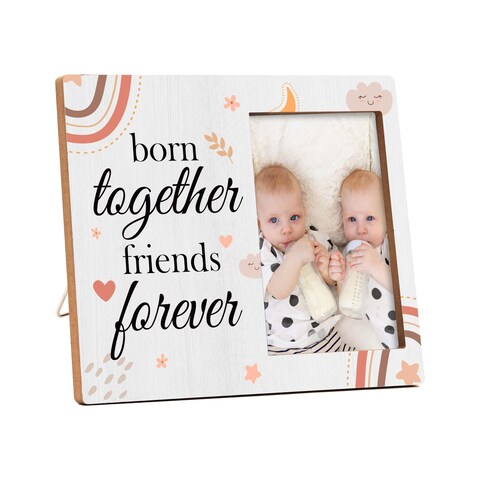 valucise Twins Baby Pictures Frame, Born Together Friend Forever Photo Frame, Twins Gifts for Babies, New Baby Gifts For New Mom Dad, Home Living Room Bedroom Decoration -b04