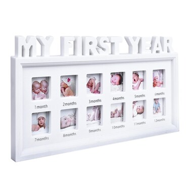 MICKYU My First Year Baby Picture Frame - First Mothers Day Gifts for New Mom - Personalized Baby Gifts Monthly Milestone Frame (White)