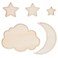 OLYCRAT 5pcs Sleeping Wooden Boho Nursery Decor Nursery Hang on Wall Sign Nursery Wall Decor Moon Stars and Cloud Celestial Nursery Decor for Painting Arts Home Decor Bedroom Wedding
