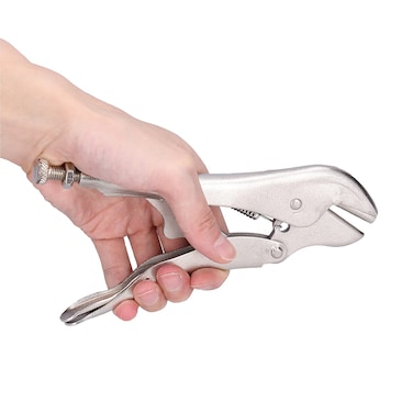 Curved Jaw Locking Pliers Steel Clamping Tool Quick Release Wrench Wire Cutter Jaw Vice with Tension Spring for Tightening Clamping Twisting 0.3" Diameter Copper Pipe