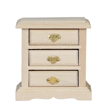 Bedside Table Model Solid Wood Nightstand Drawer Dresser Unfinished Nightstand Dollhouse Decoration Dollhouse Cabinet Wooden Night Table Craft Wood Miniature Dresser Nightstand